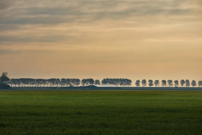 Paisagem rural premium, fazenda ao entardecer